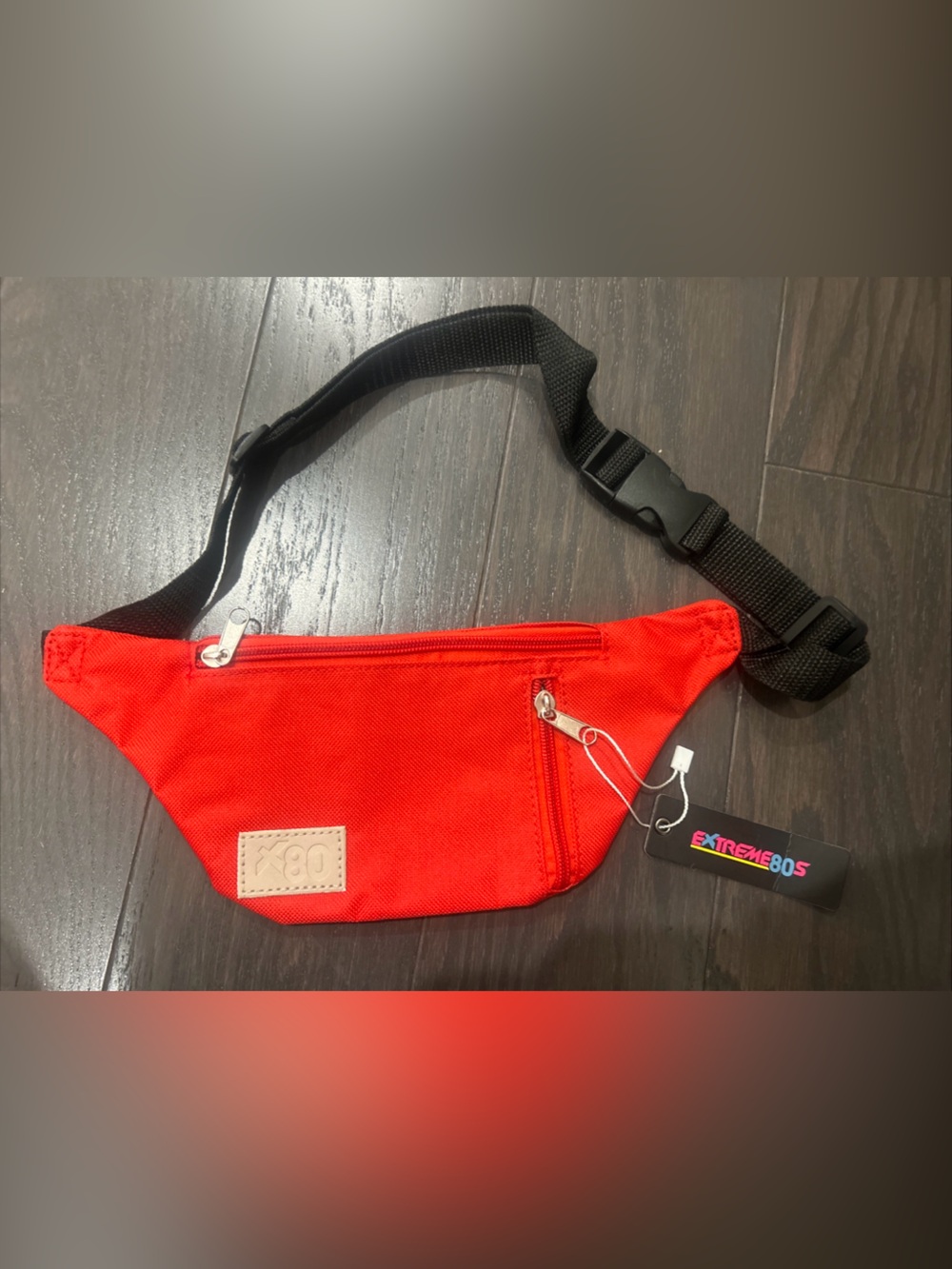 Extreme 80s X80 Multi-Use Two Zipper Fanny Pack Cell Phone Pocket Red Travel